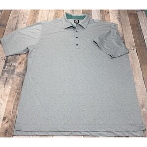 FootJoy Performance Mens 2XL Golf Polo Shirt Green Geometric Print Short Sleeve